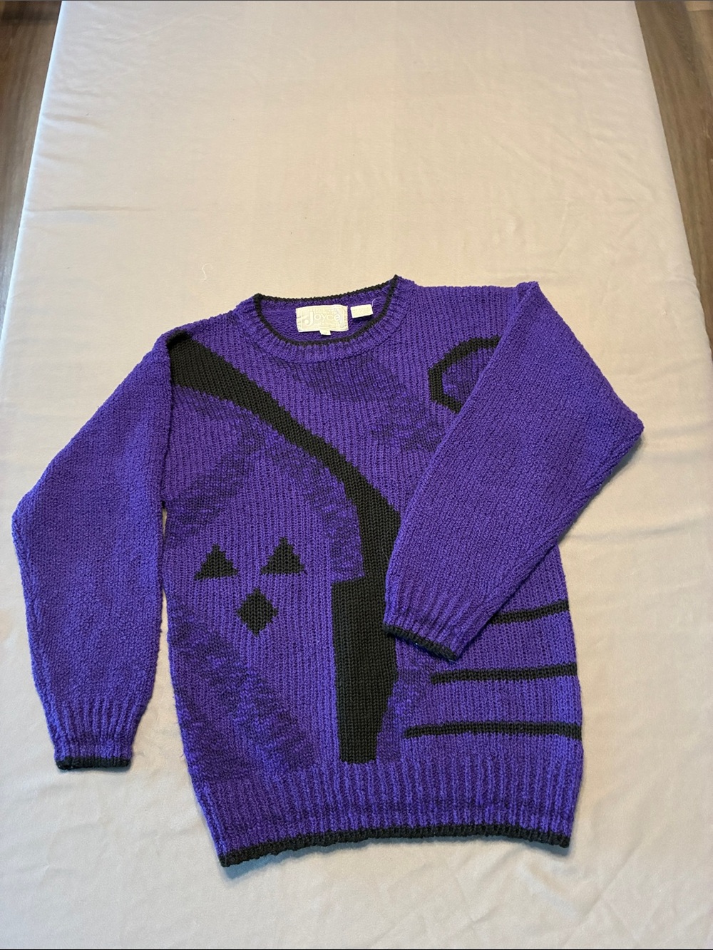 Purple Crewneck Sweater with Black Graphic